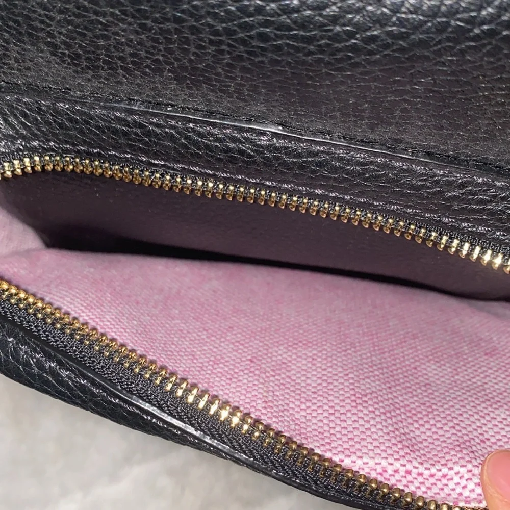 Y2K Black Leather Dooney & Bourke XL Backpack with Pink Lining